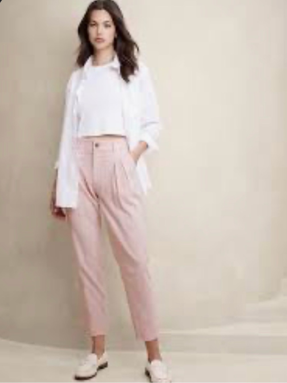 New Banana Republic Linen Blend Herringbone Pleated Pant Size 14